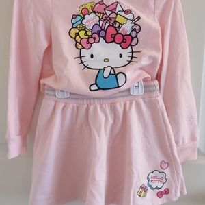 HELLO KITTY skirt and sweatchirt.